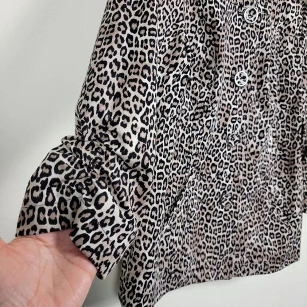 Chicos Animal Print Button Down Jacket Cream Brow… - image 4